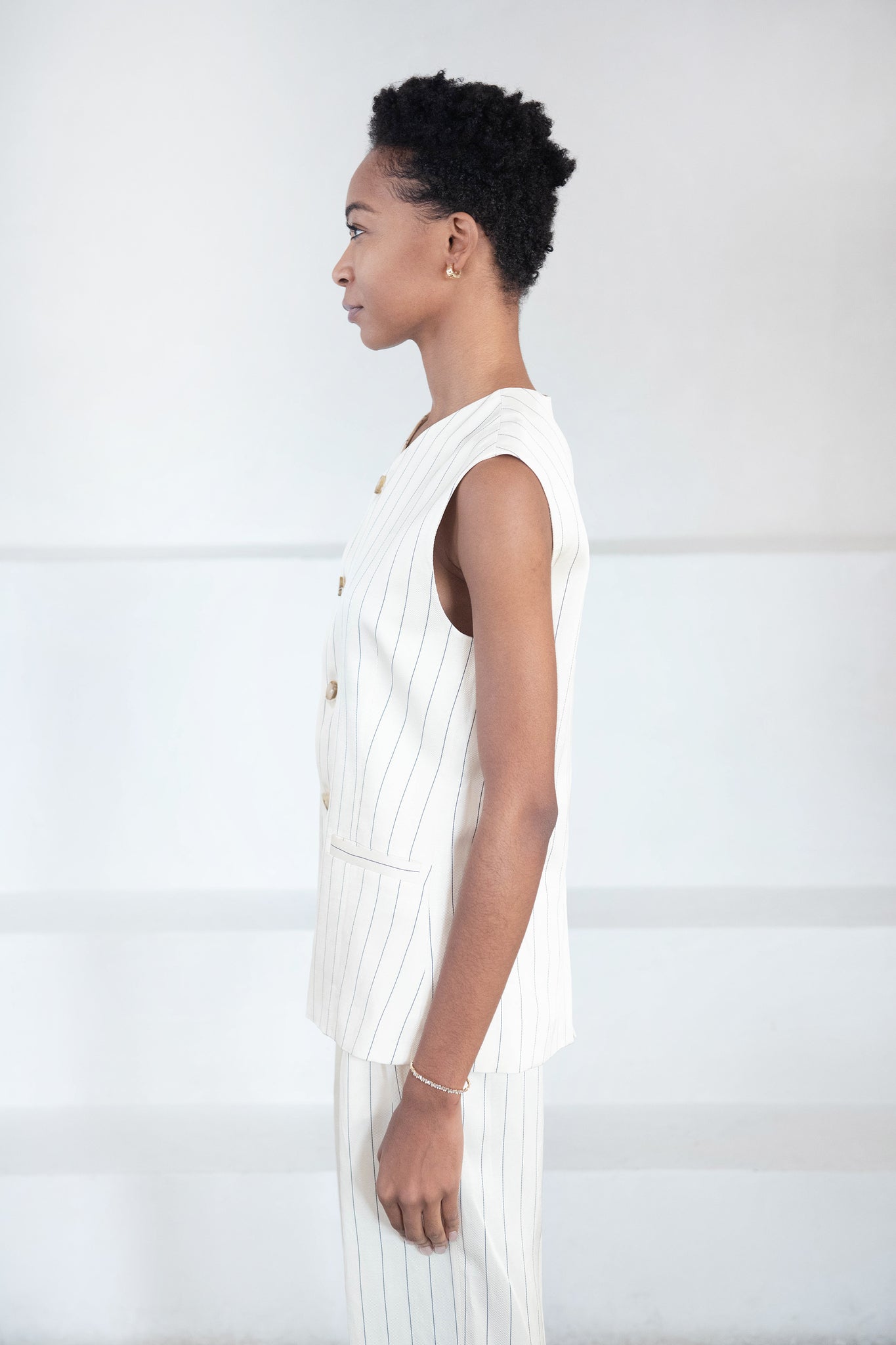 LOULOU STUDIO - Cetina Pinstriped Vest, Striped Beige