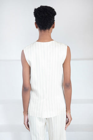 LOULOU STUDIO - Cetina Pinstriped Vest, Striped Beige