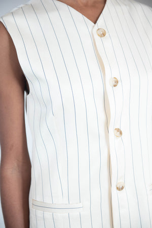 LOULOU STUDIO - Cetina Pinstriped Vest, Striped Beige