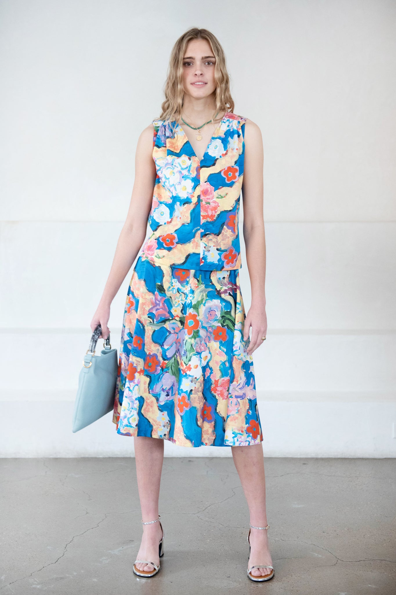 MARNI - Printed Poplin Skirt, Cobalt