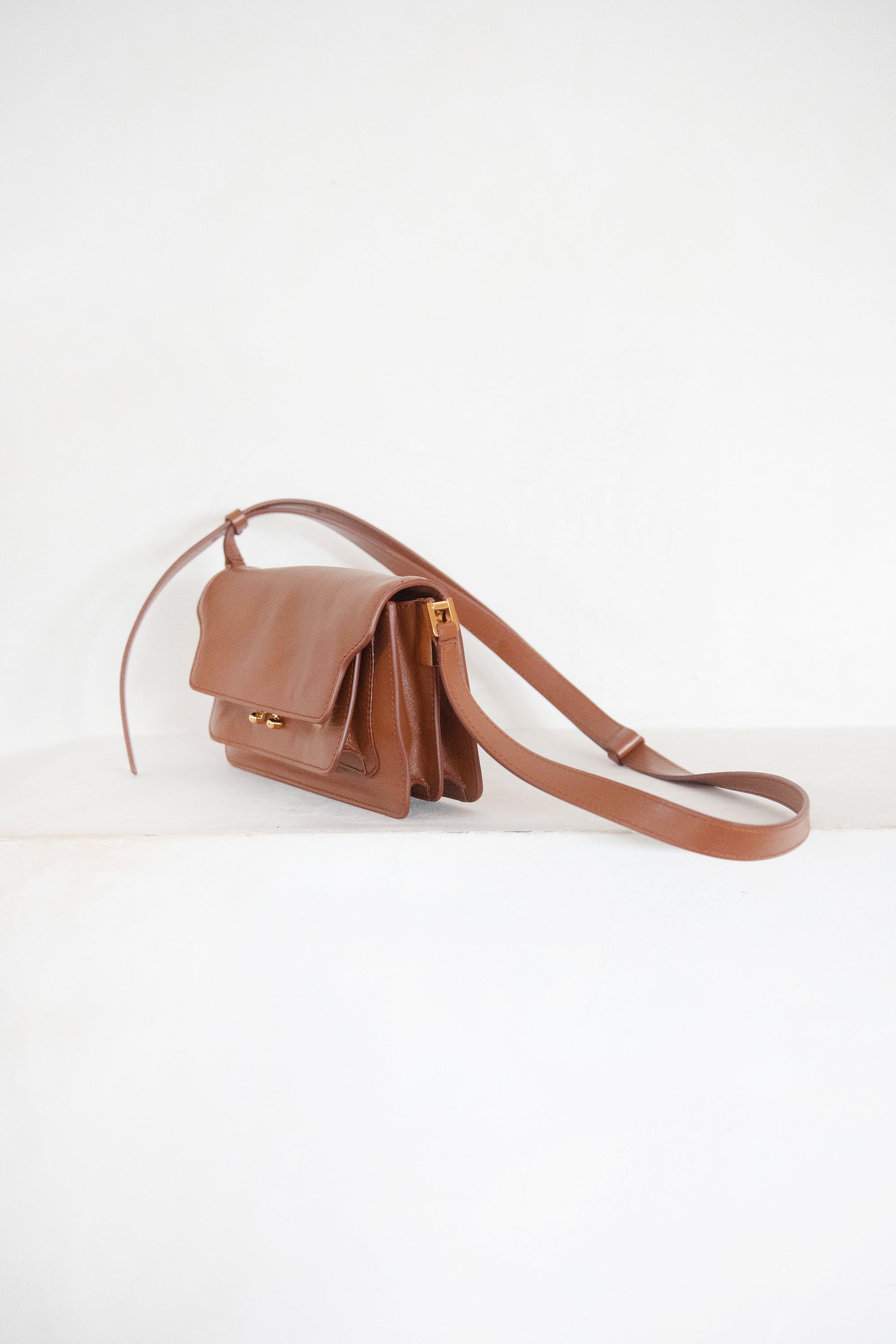 Brown Square Trunk Handbag