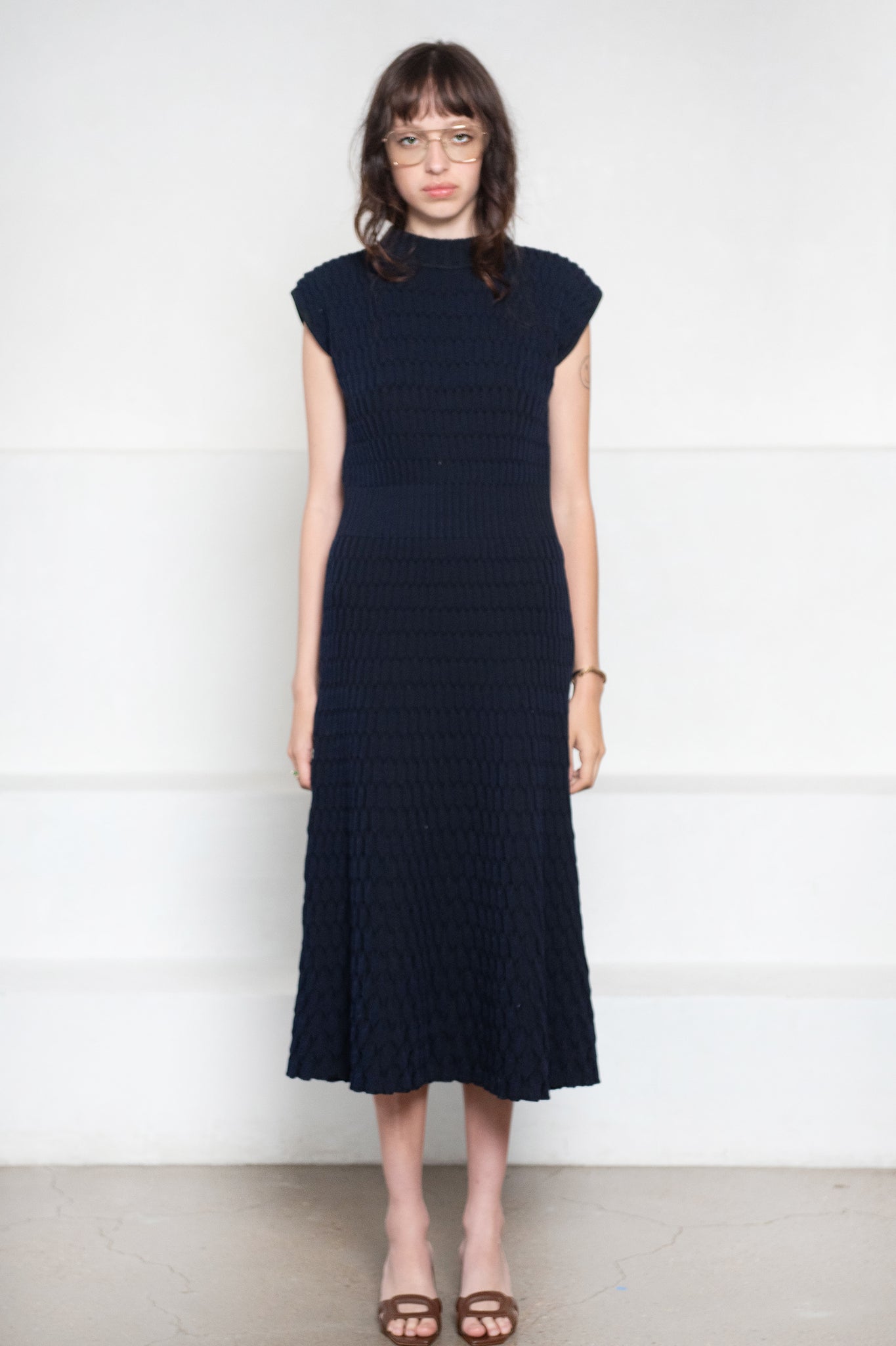 MOLLI - Zellige Stitch Knit Long Dress, Midnight