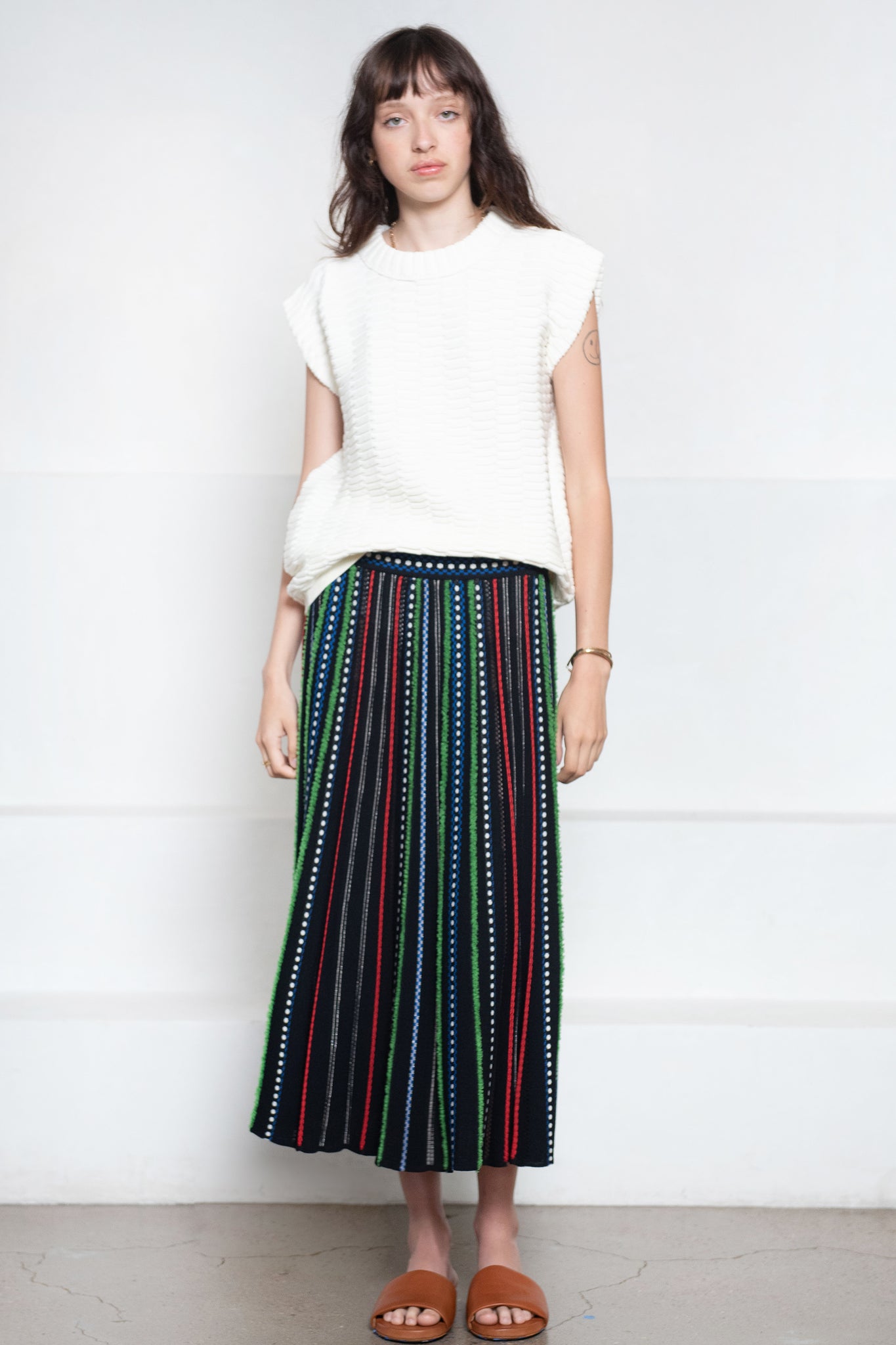 MOLLI - Confetti Jacquard Knit Skirt, Deep Black