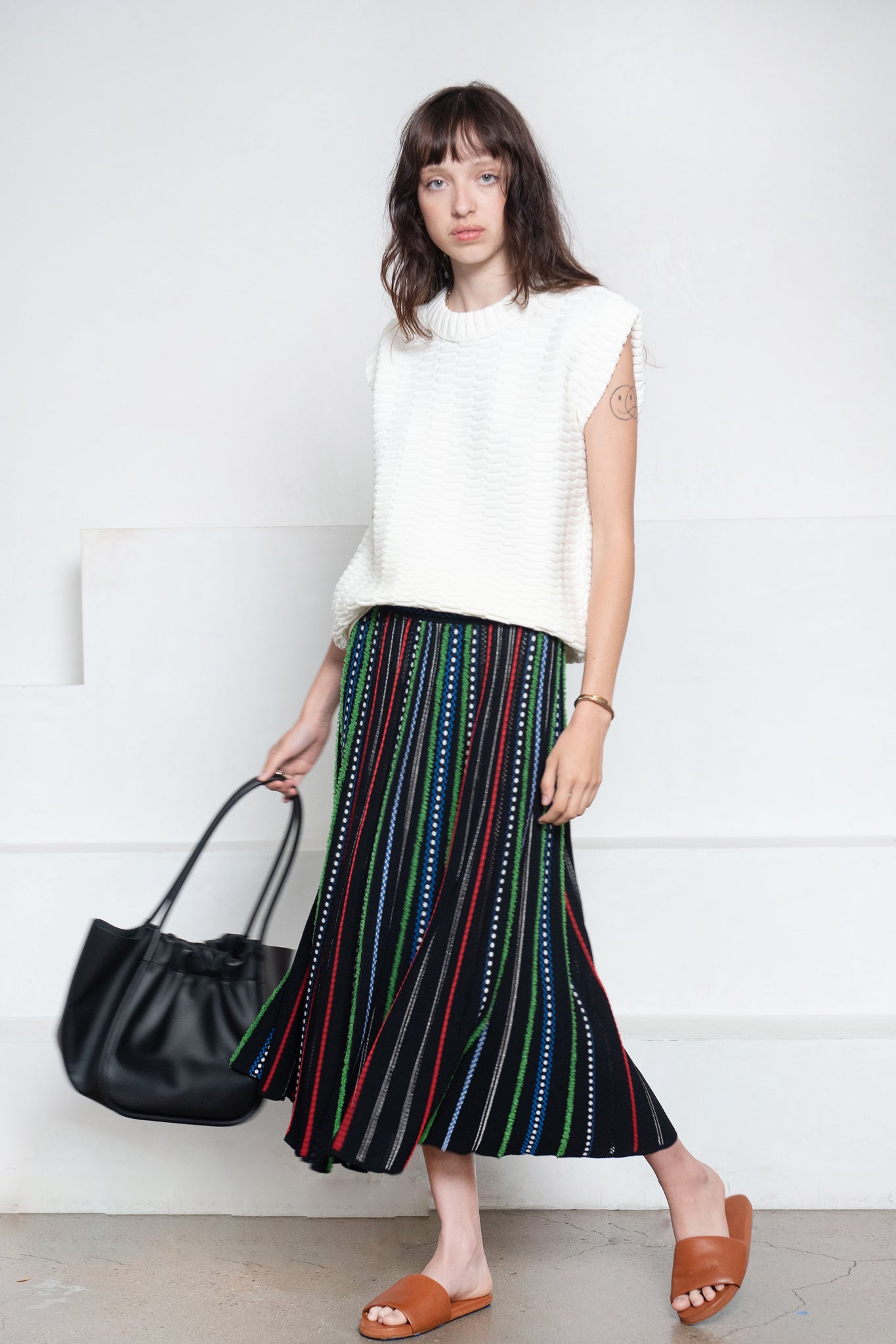 MOLLI - Confetti Jacquard Knit Skirt, Deep Black