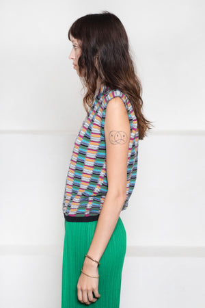 MOLLI - Zellige Stitch Structured Top, Deep Black
