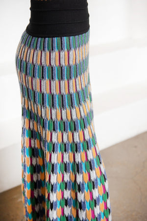 MOLLI - Knit Zellige Skirt, Multi Black