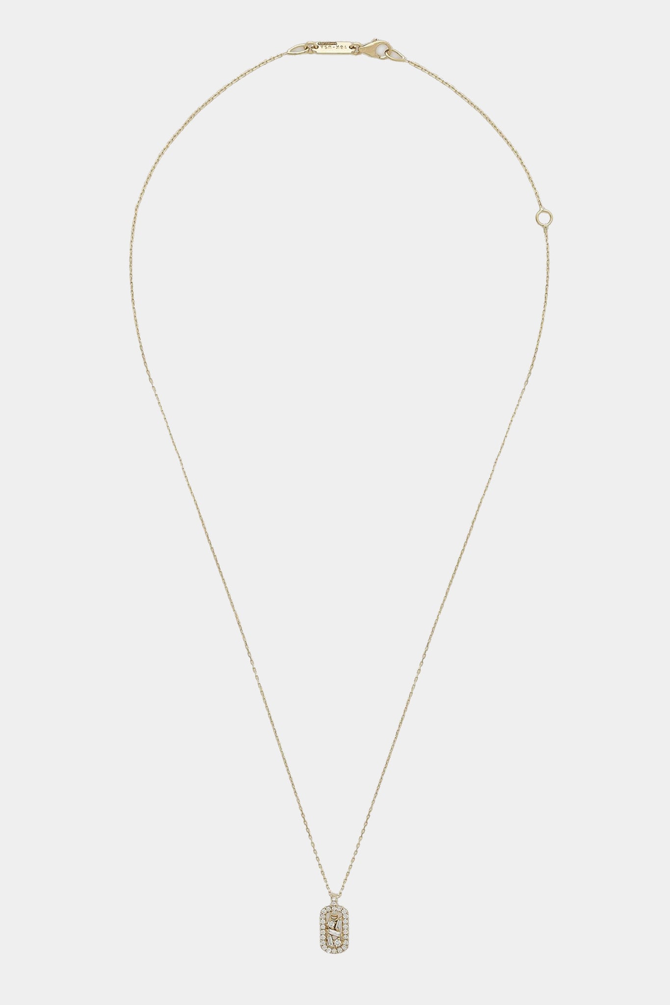 SUZANNE KALAN - Diamond Baby Dog Tag Necklace, 18k gold