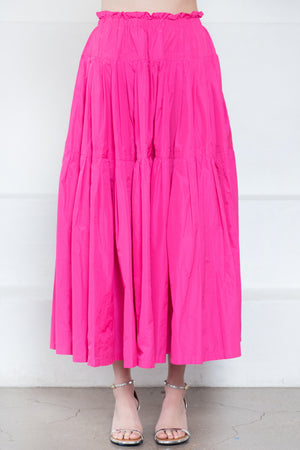 ODEEH - Midi Skirt, Neon Pink