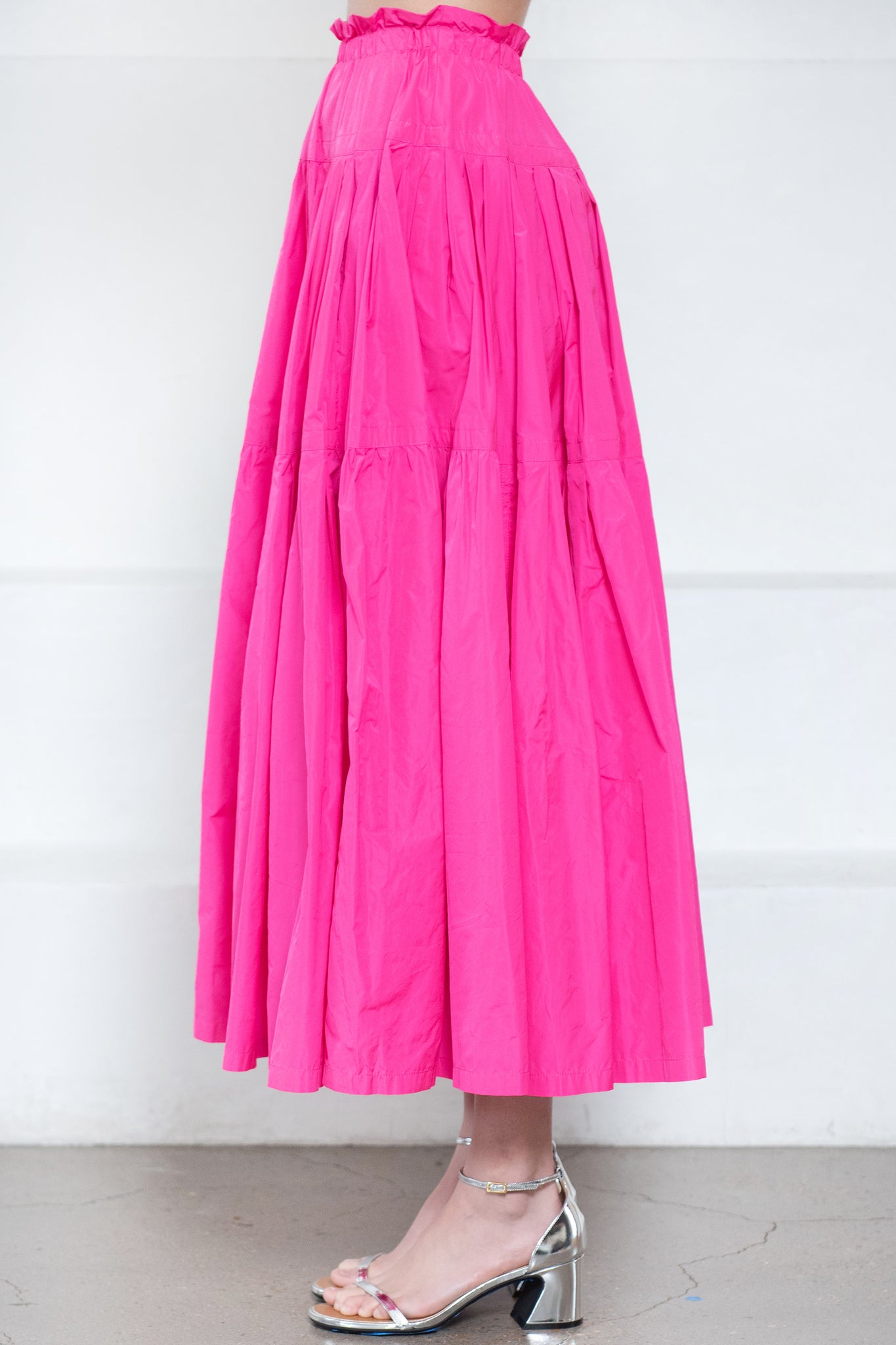 ODEEH - Midi Skirt, Neon Pink