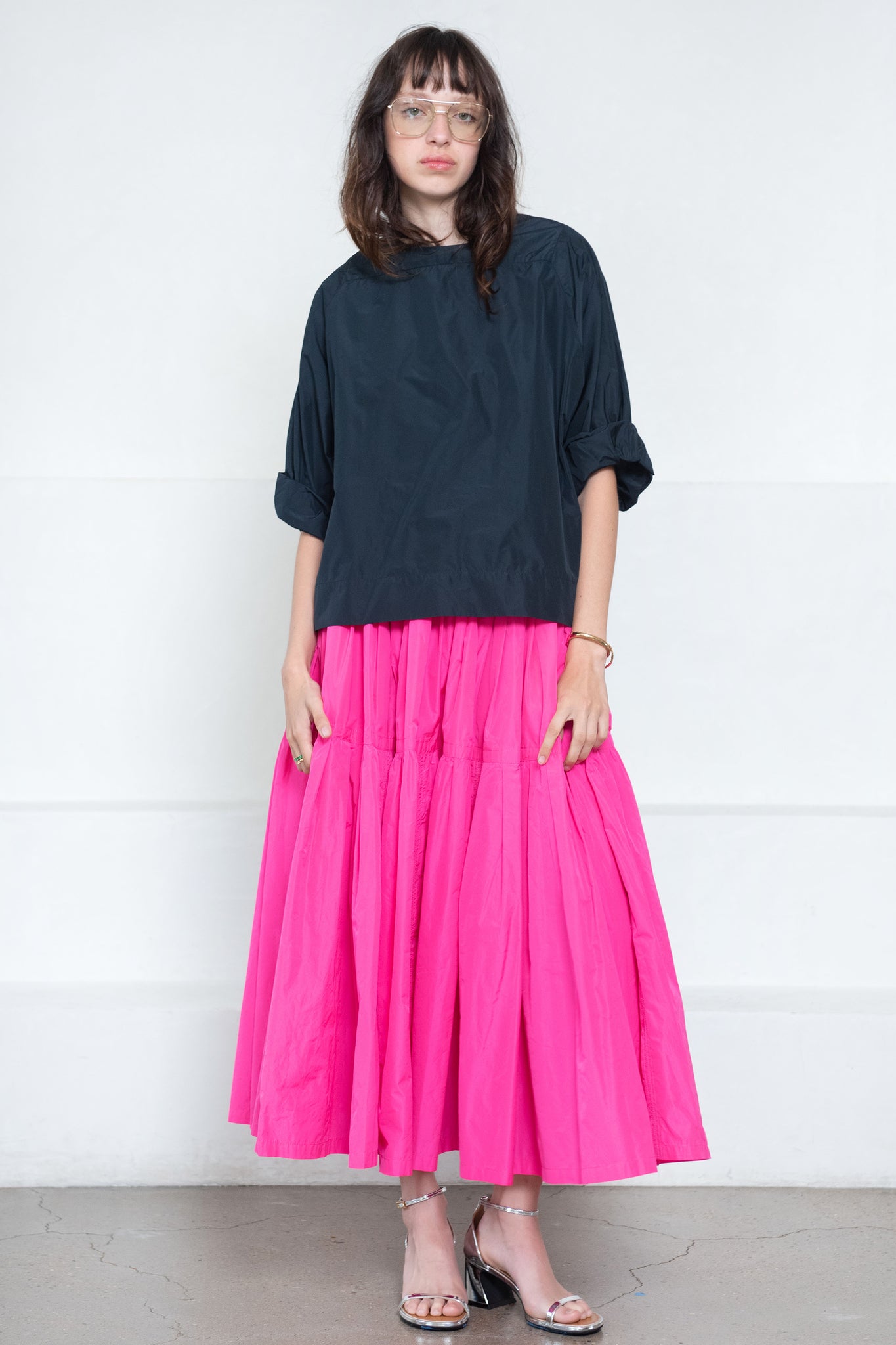 ODEEH - Midi Skirt, Neon Pink