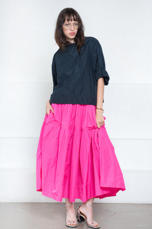 ODEEH - Midi Skirt, Neon Pink