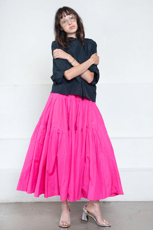 ODEEH - Midi Skirt, Neon Pink