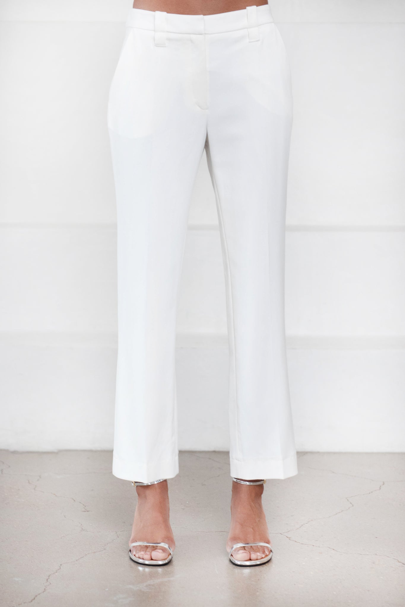 Proenza Schouler - Viscose Suiting Crop Flare Pants, Off White