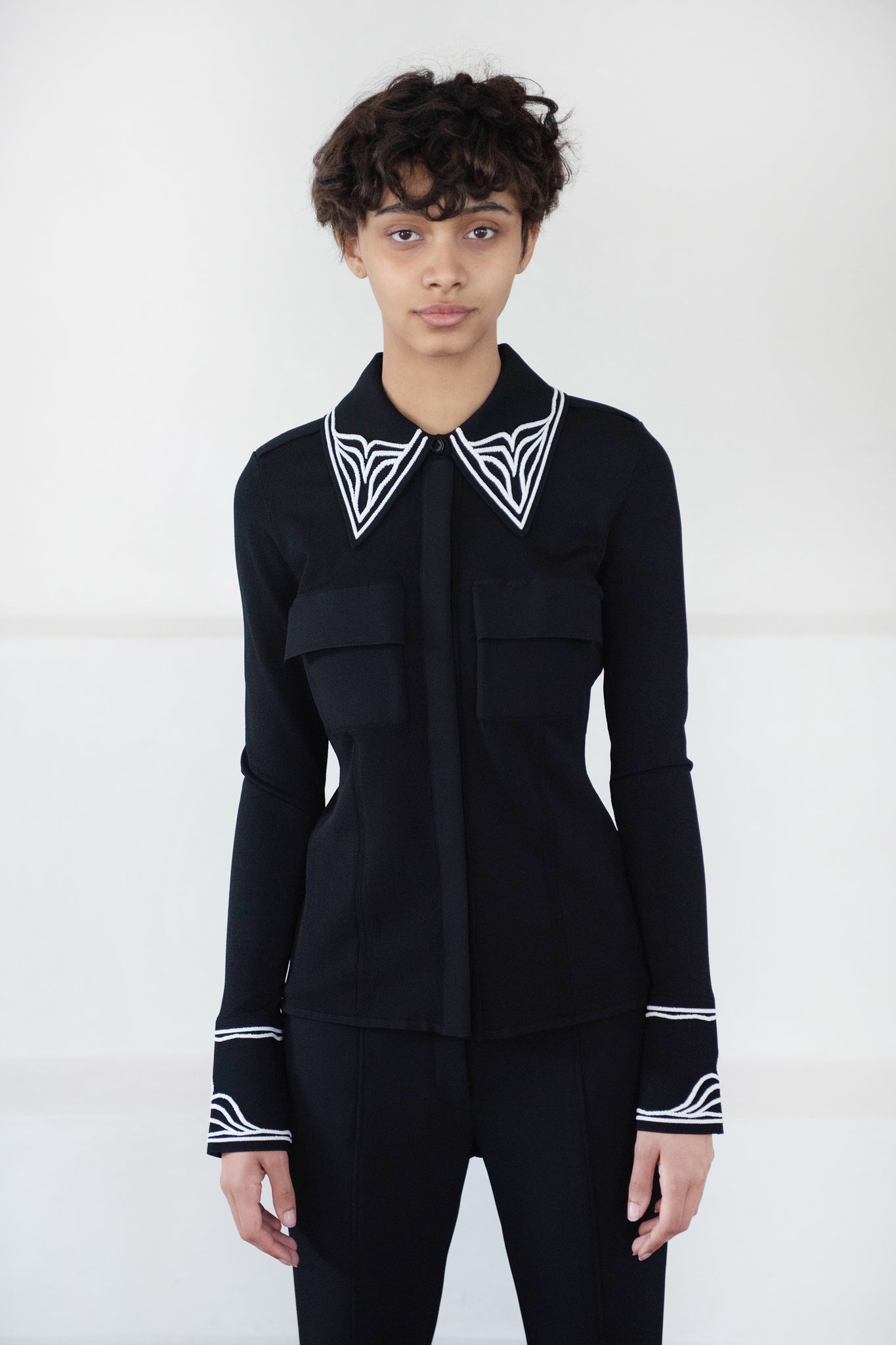 proenza schouler - Cloque Jacquard Knit Shirt, Black