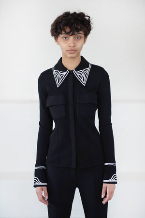 proenza schouler - Cloque Jacquard Knit Shirt, Black