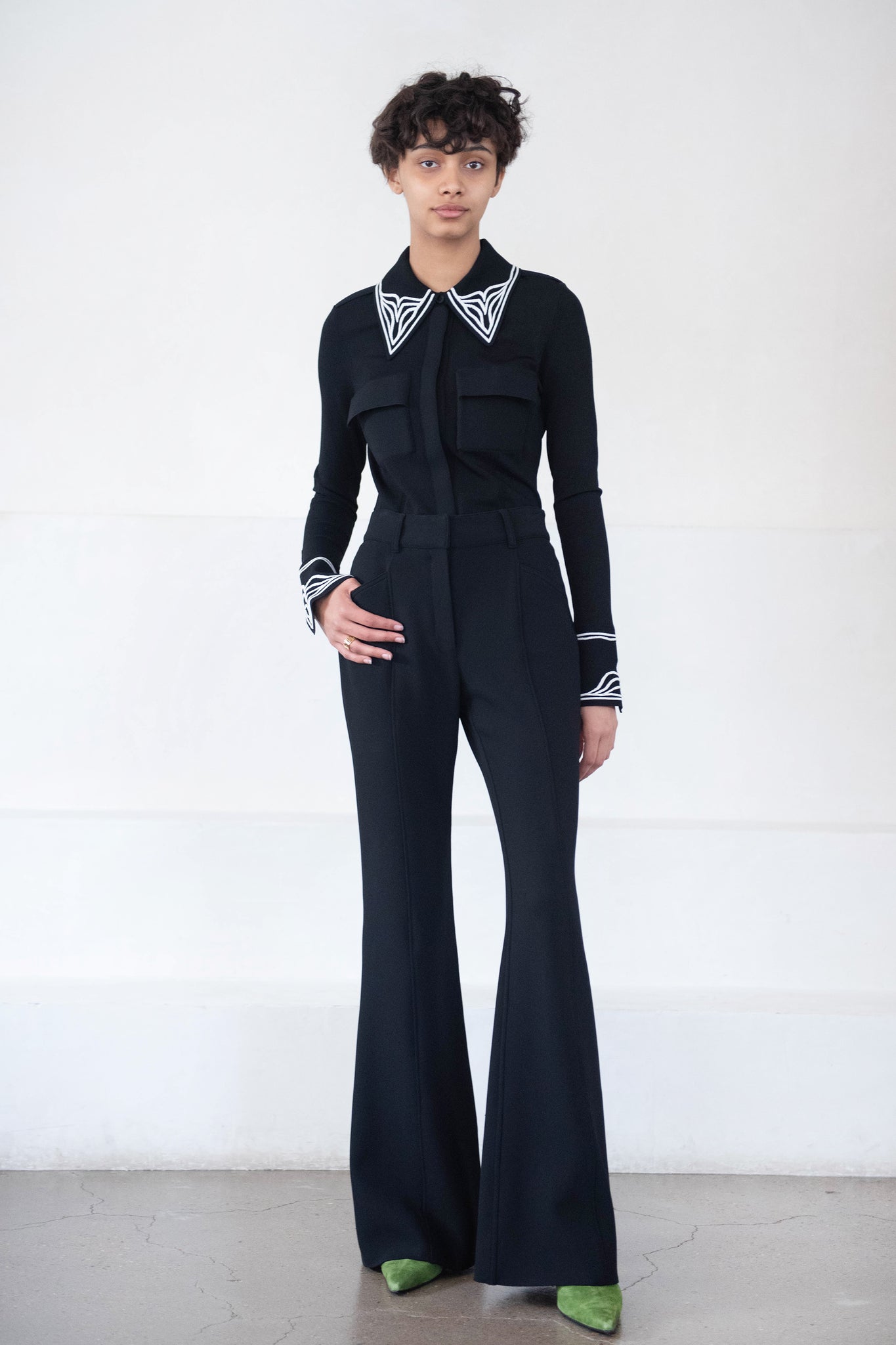 proenza schouler - Cloque Jacquard Knit Shirt, Black