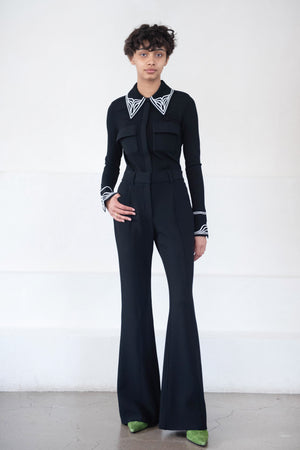 proenza schouler - Cloque Jacquard Knit Shirt, Black