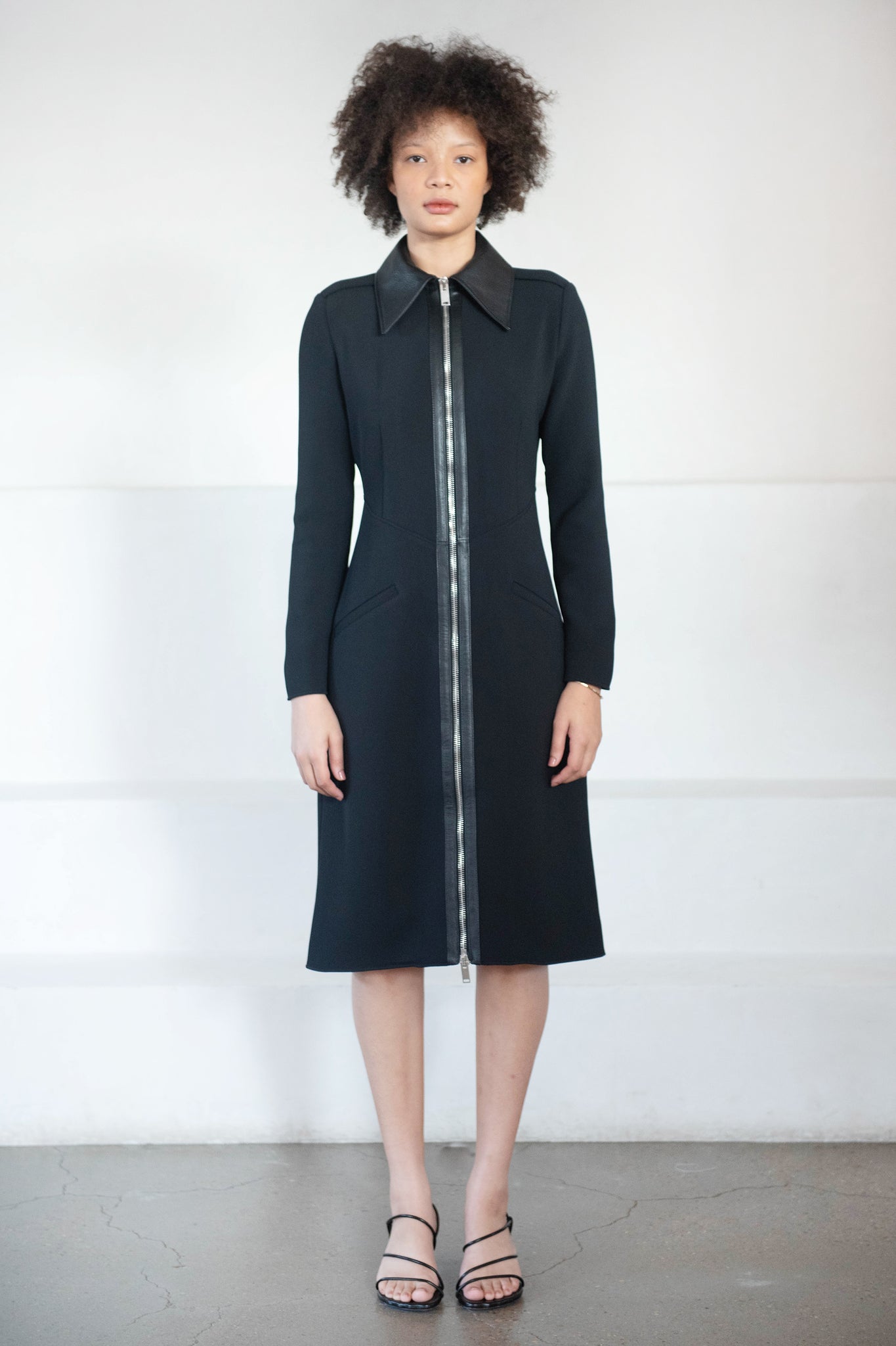 proenza schouler - Bi-Stretch Crepe And Leather Dress, Black