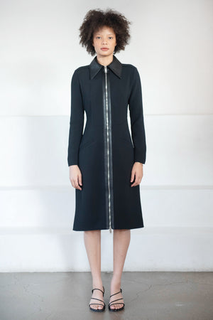 proenza schouler - Bi-Stretch Crepe And Leather Dress, Black