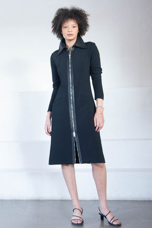 proenza schouler - Bi-Stretch Crepe And Leather Dress, Black