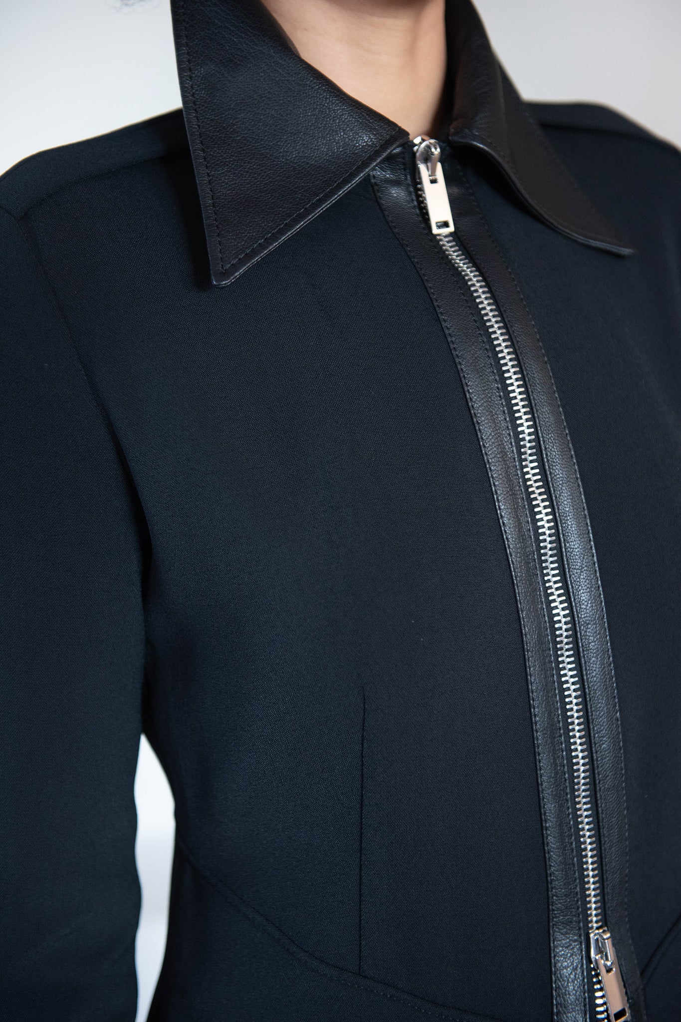 proenza schouler - Bi-Stretch Crepe And Leather Dress, Black