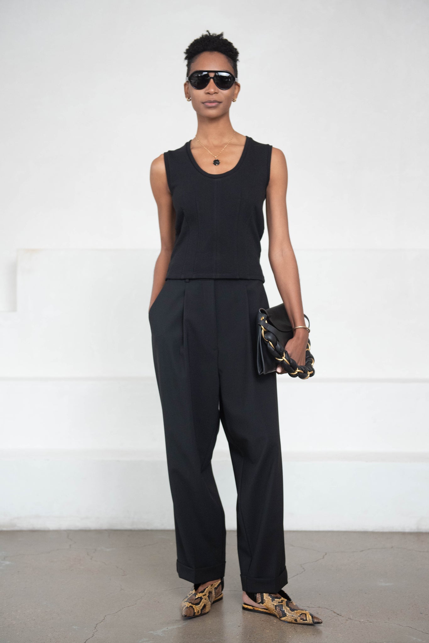 Proenza Schouler White Label - Sweatshirt Tank Top, Black