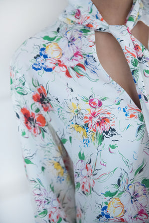 ROSETTA GETTY - Scarf Neck Shirt, Floral