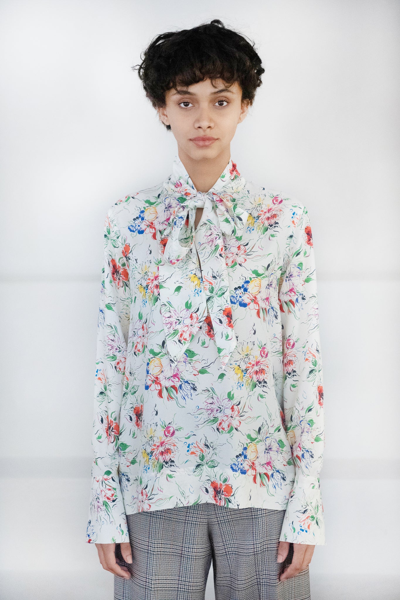 ROSETTA GETTY - Scarf Neck Shirt, Floral