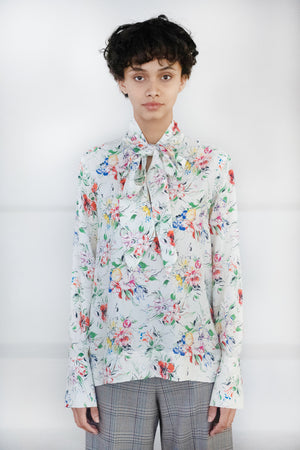 ROSETTA GETTY - Scarf Neck Shirt, Floral