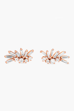 SUZANNE KALAN - white diamond baguette earrings, rose gold