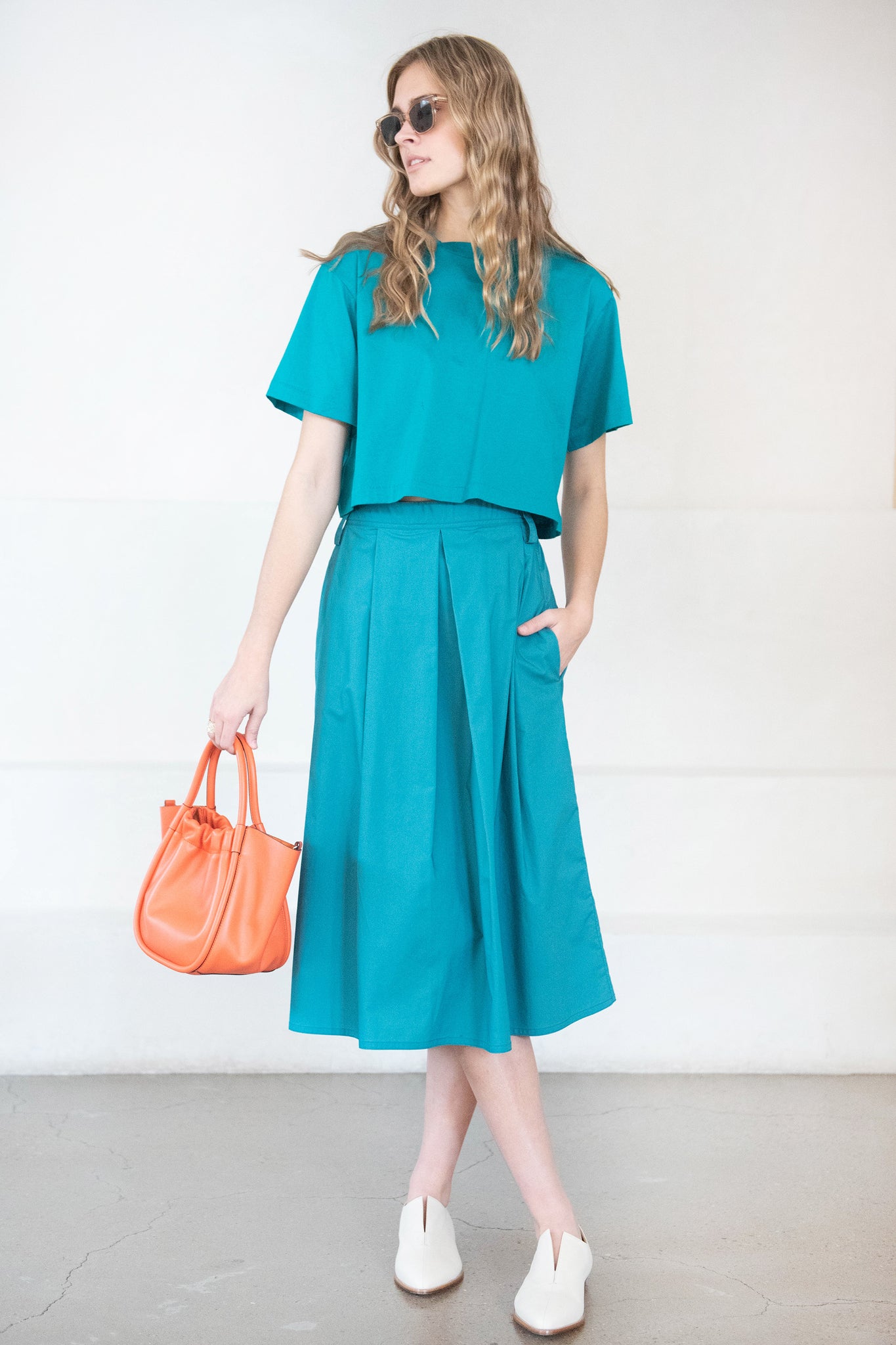 SOFIE D'HOORE - Selena Cotton Poplin Skirt, Topaz Green