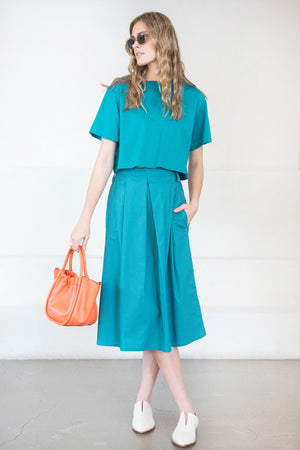 SOFIE D'HOORE - Selena Cotton Poplin Skirt, Topaz Green