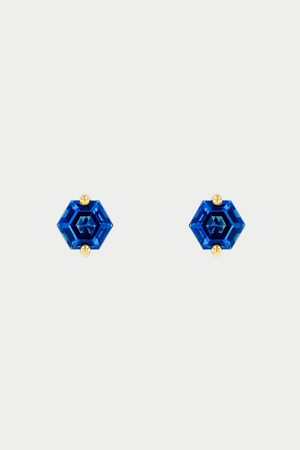 Amalfi Hexagon Studs, English Blue Topaz