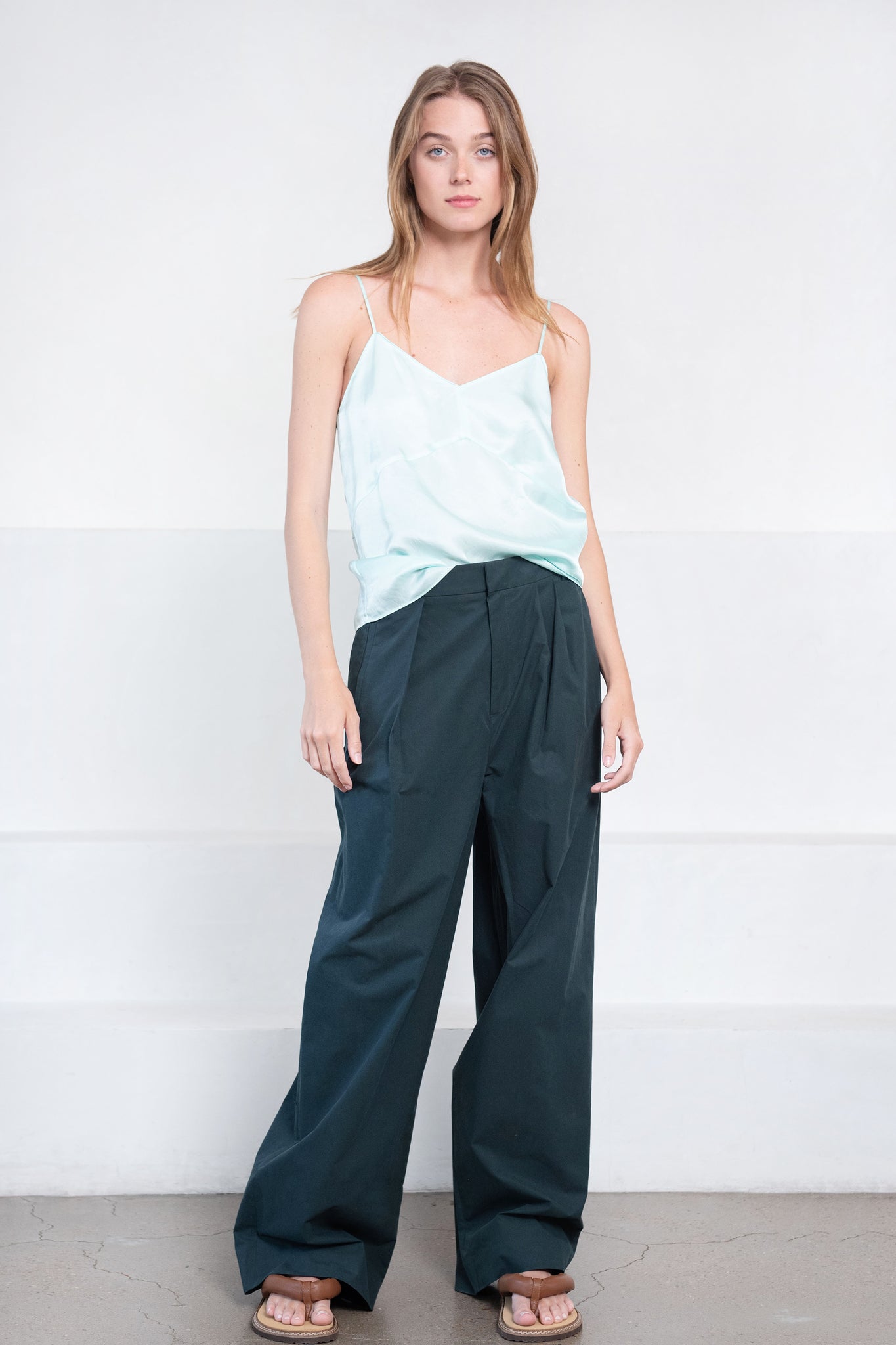 TIBI - Arun Suiting Asymmetrical Pleat Stella Pant, Hazel Green
