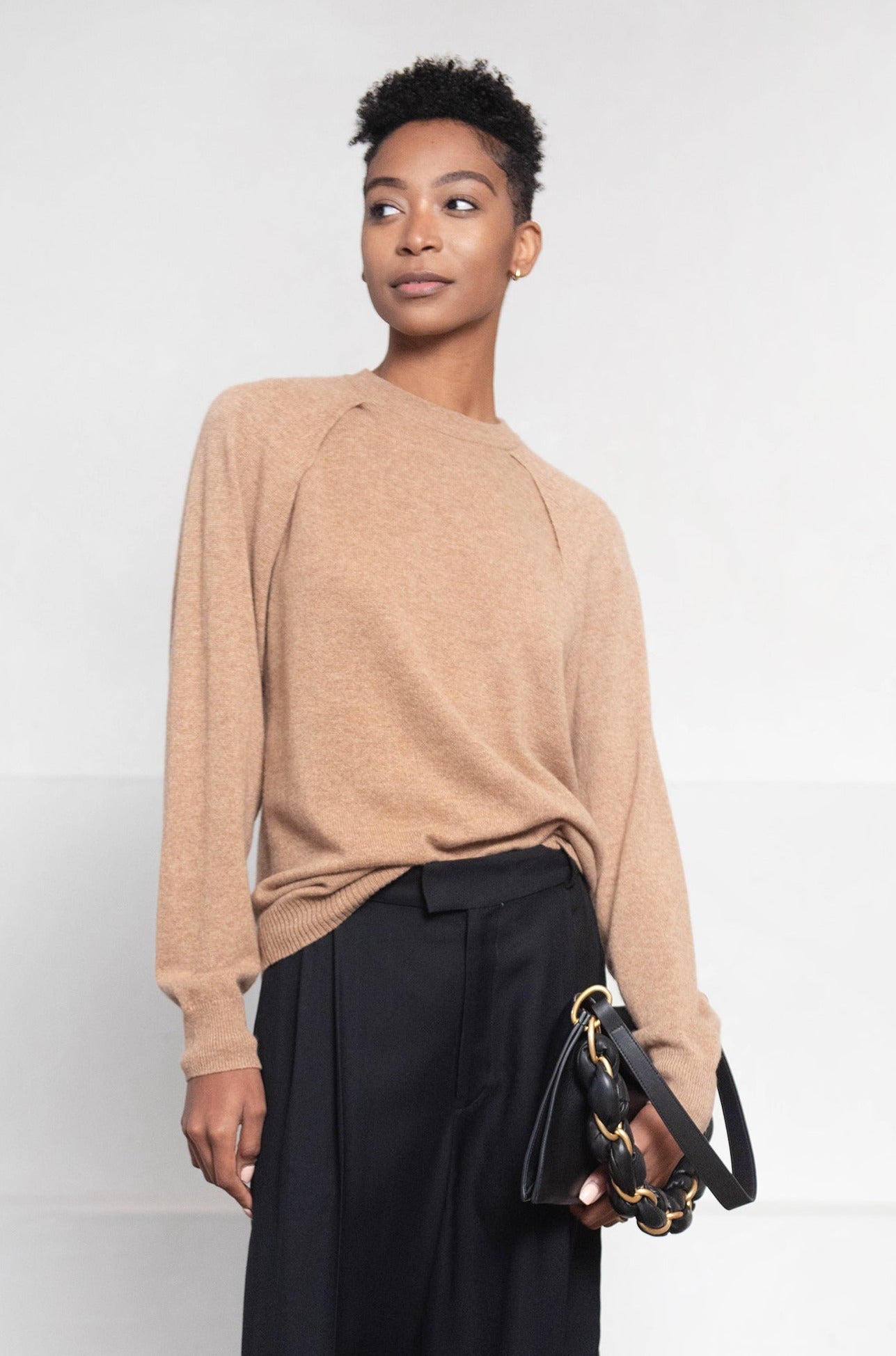 TIBI - Feather Weight Cashmere Easy Cocoon Tunic, Sand