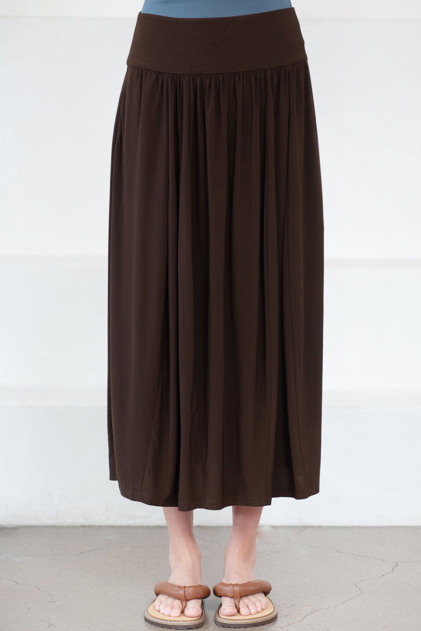 TIBI - Drapey Jersey Lantern Skirt, Brown