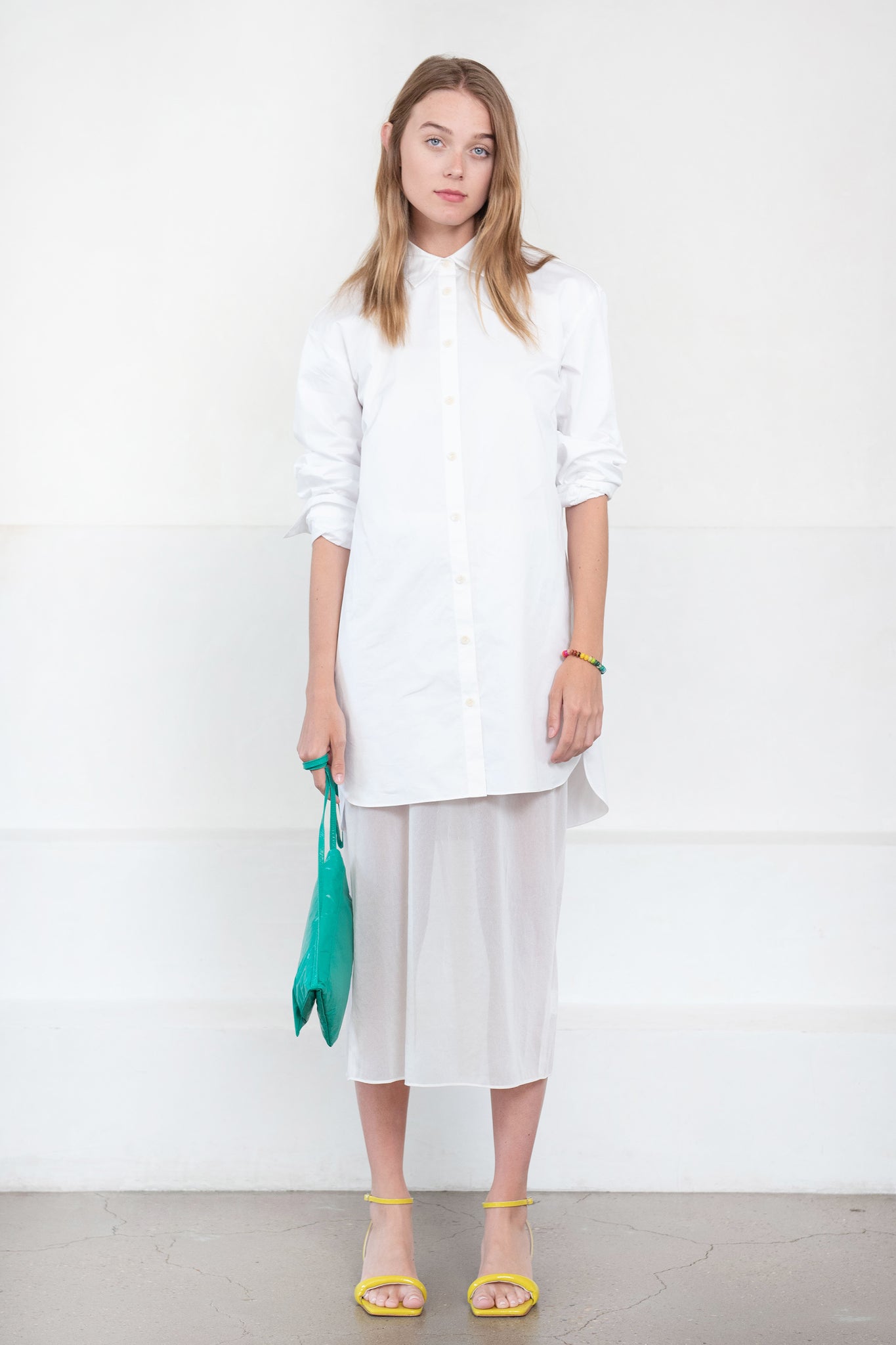 TIBI - Eco Poplin Twisted Sleeve Dress, white