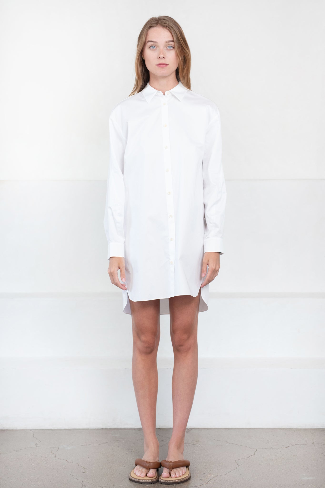 TIBI - Eco Poplin Twisted Sleeve Dress, white