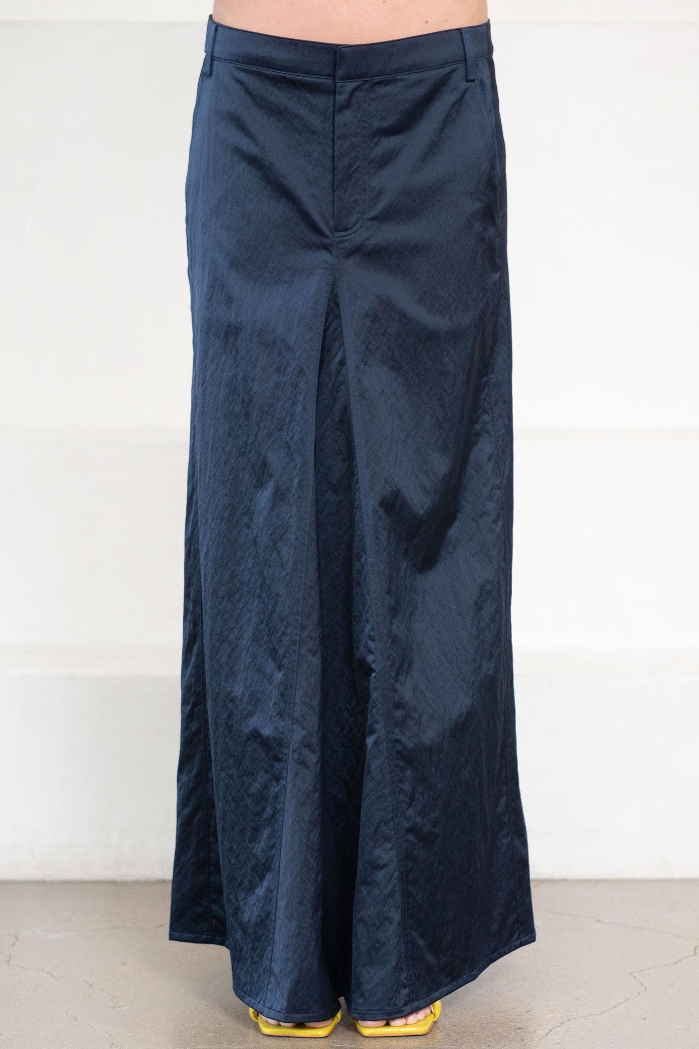 TIBI - Luxe Eco Satin Godet Maxi Skirt, Navy