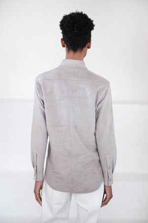 TIBI - Ultrasuede Men's Slim Shirt, Grey