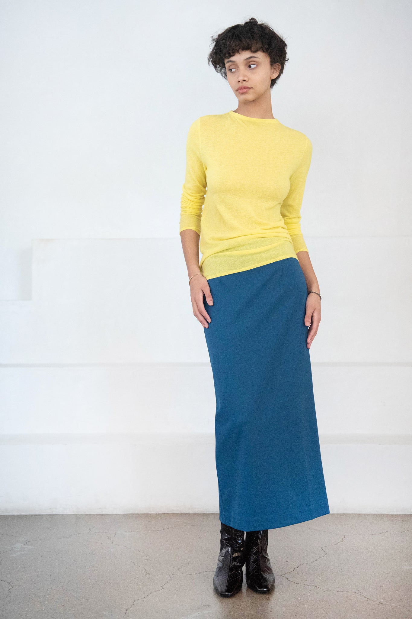 TIBI - Structured Knit Pencil Skirt, Azure