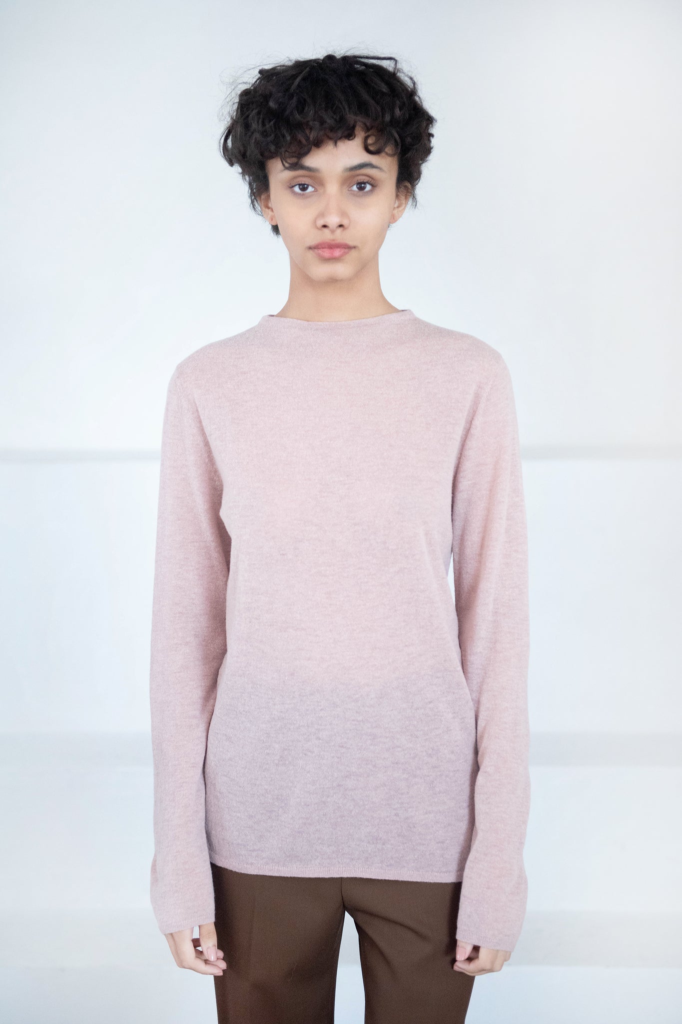 TIBI - Skinlike Mercerized Wool Soft Sheer Pullover, Toffee