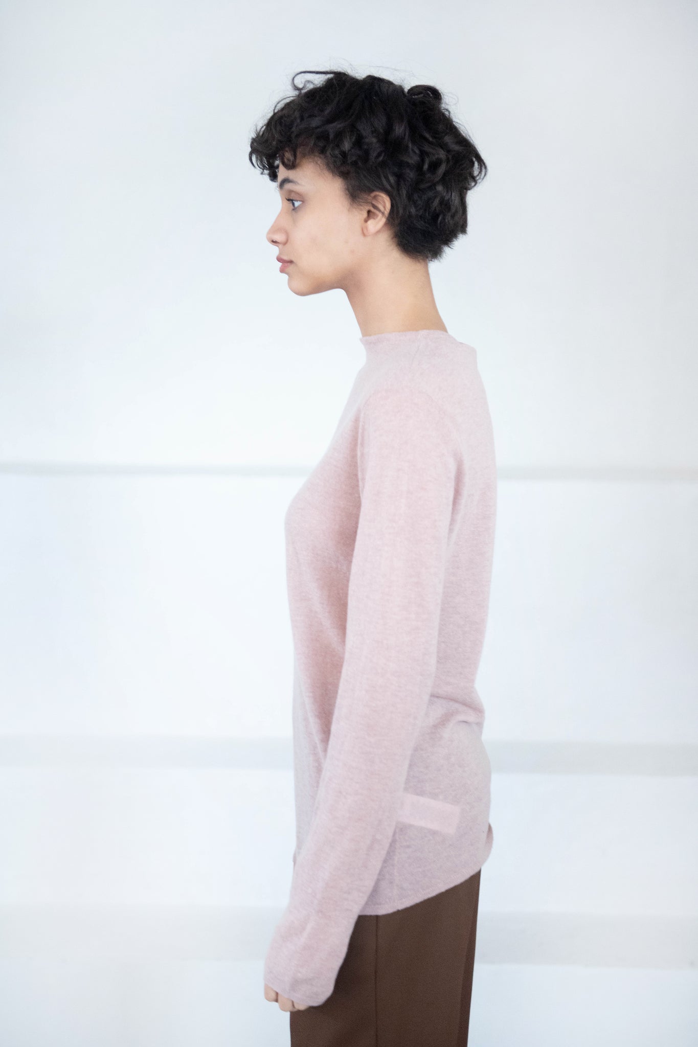 TIBI - Skinlike Mercerized Wool Soft Sheer Pullover, Toffee