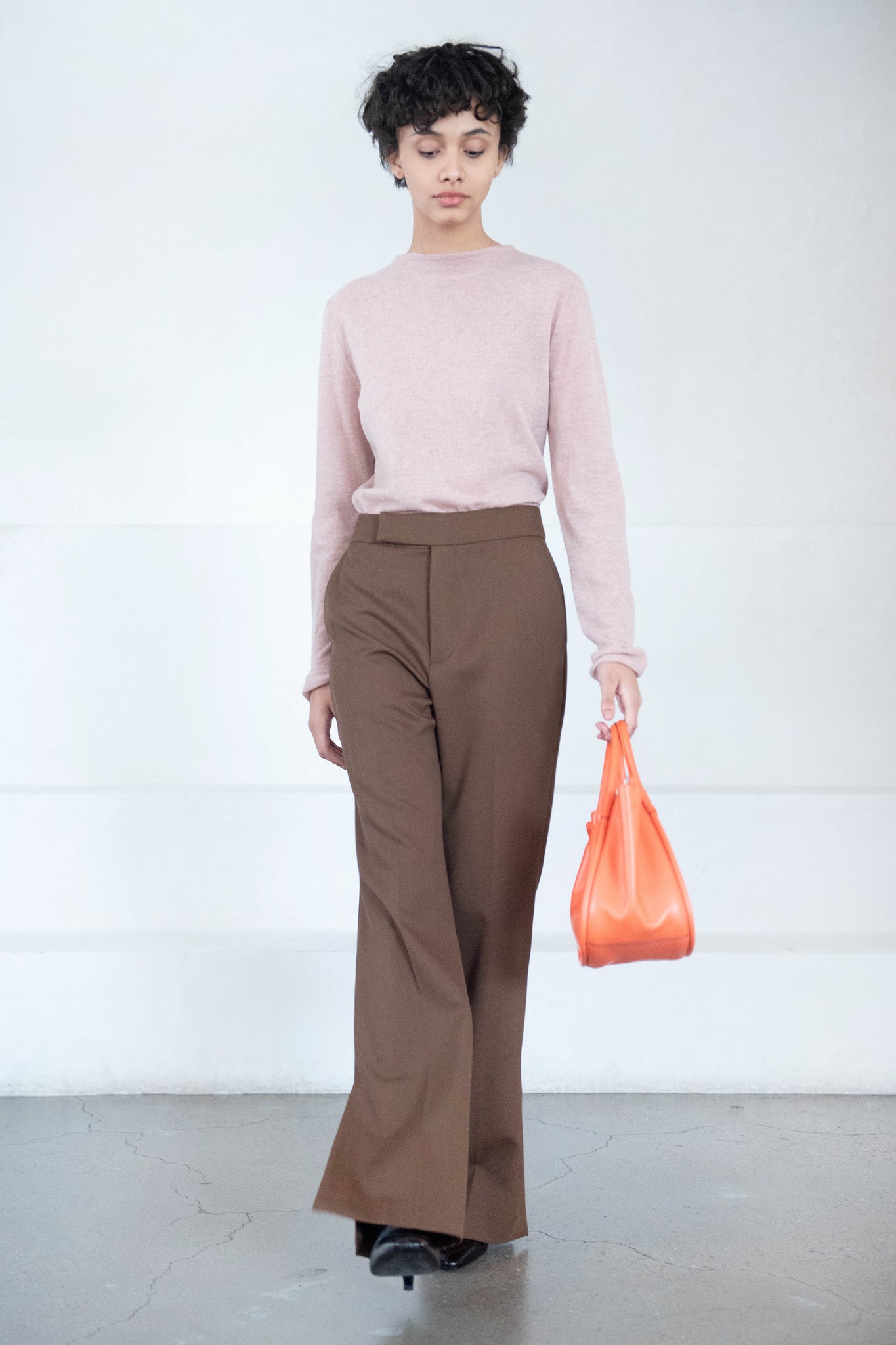 TIBI - Skinlike Mercerized Wool Soft Sheer Pullover, Toffee