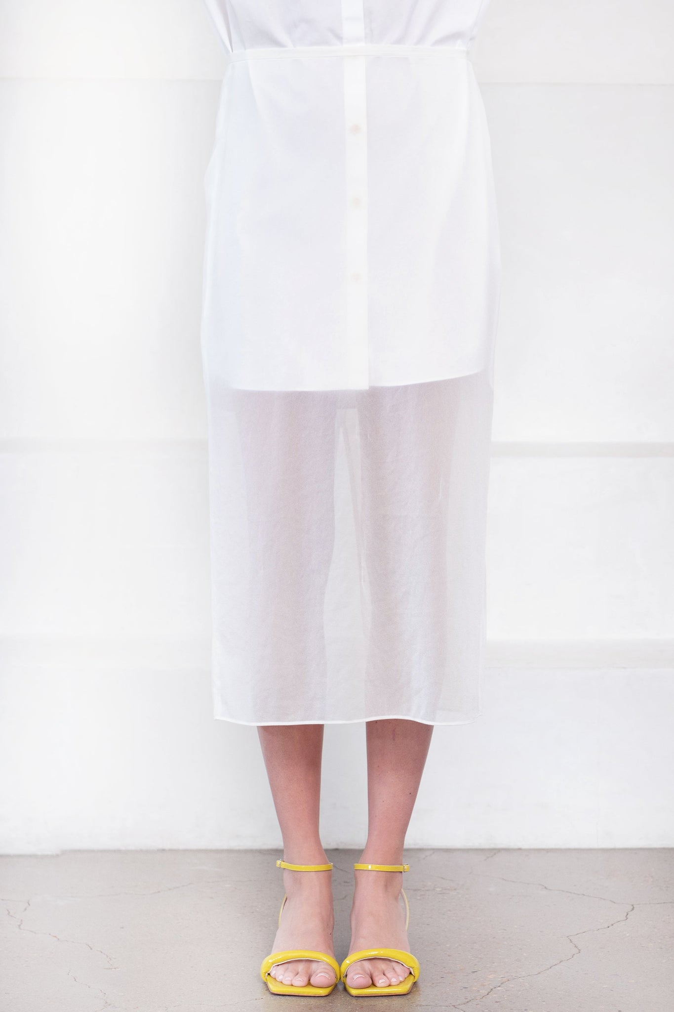 TIBI - Sheer Gauze Maxi Pencil Skirt, White