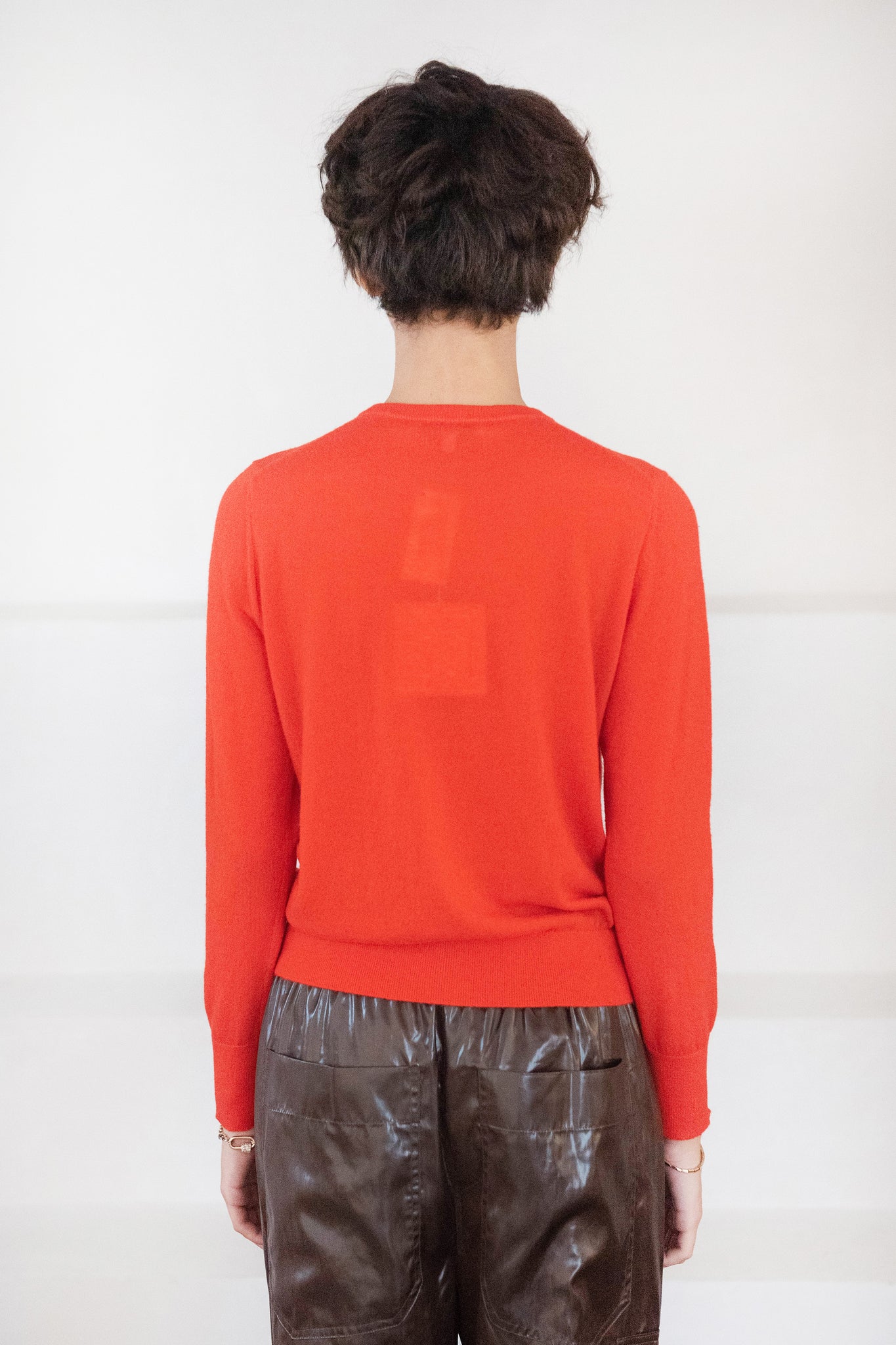 TIBI - Skinlike Mercerized Wool Shrunken Cardigan, Red