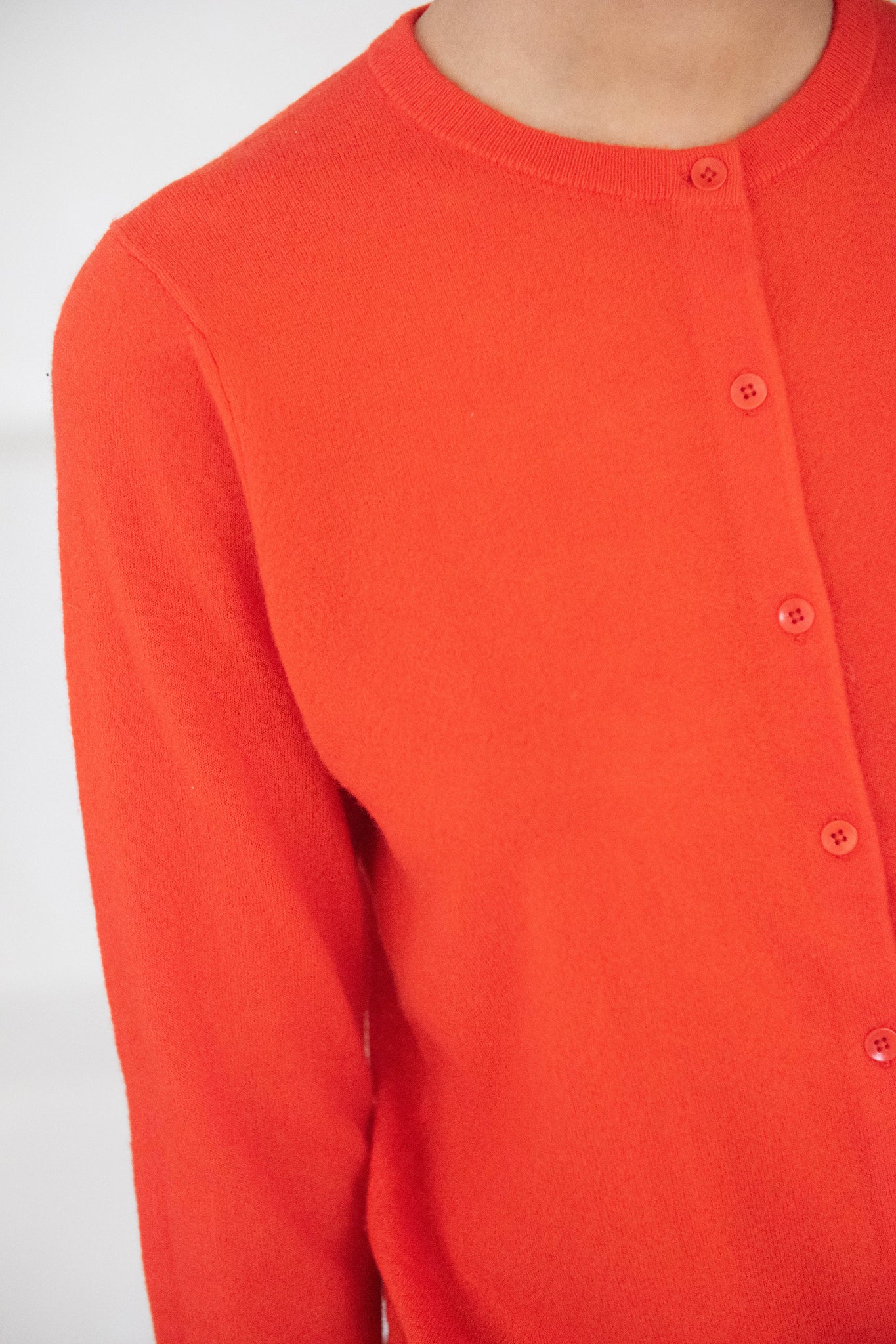 TIBI - Skinlike Mercerized Wool Shrunken Cardigan, Red