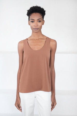 TIBI - Soft Drape Tank, Cocoa Brown
