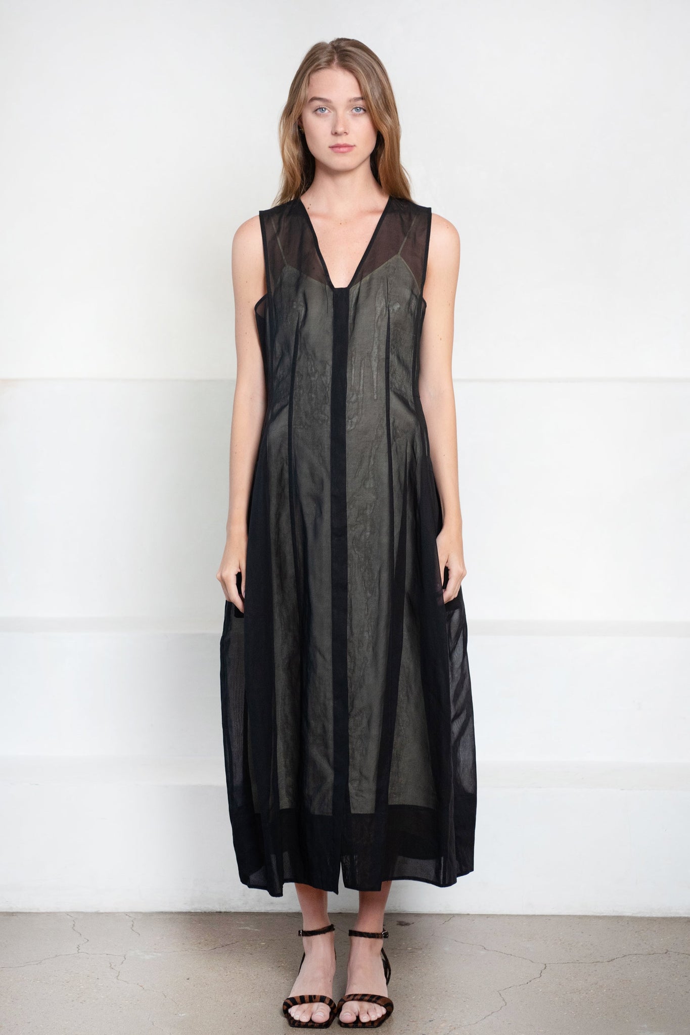 TIBI - Starch Cotton Organza Dress, Black