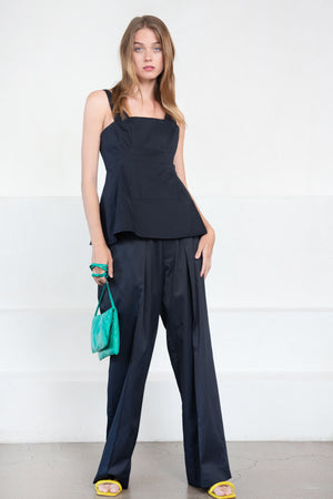 TIBI - Mila Stretch Satin Corset Top, Navy